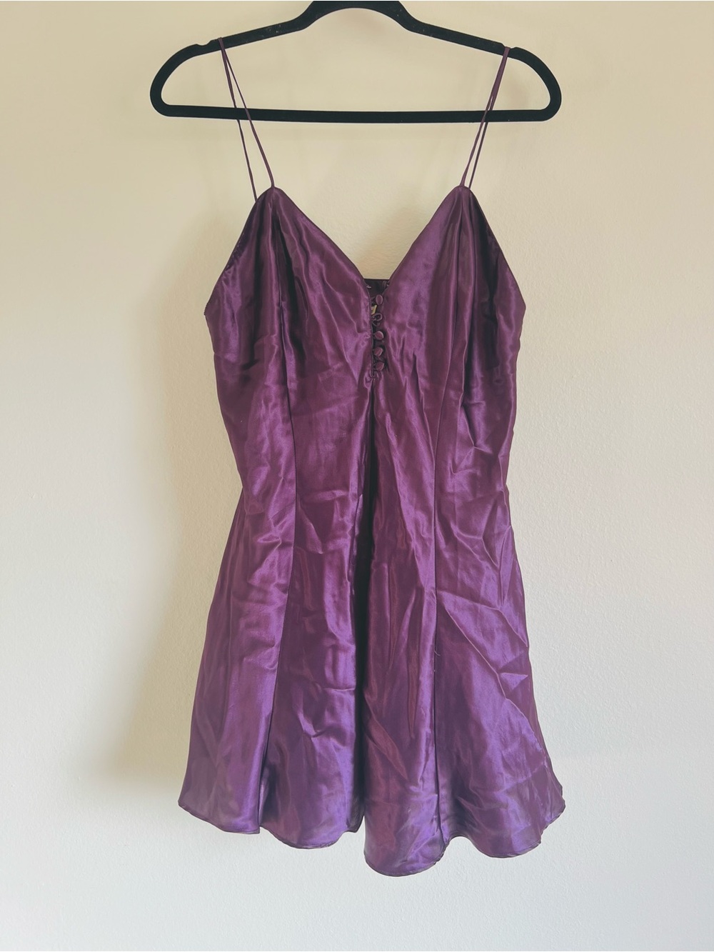 Kathryn Women's Satin Chemise Slip in Deep Plum